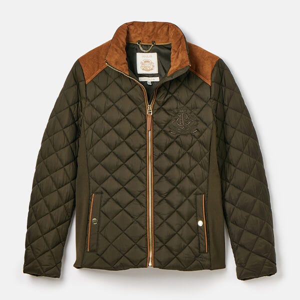 Joules Heritage Green Braemar Luxe Diamond Quilted Jacket Harts of Stur