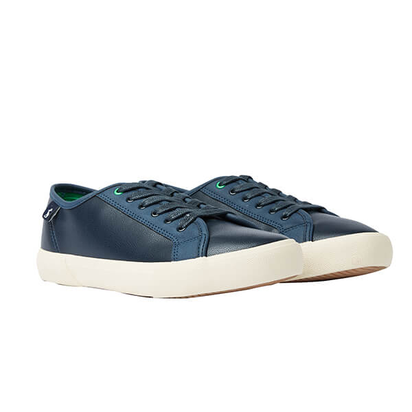 Joules Dark Blue Coast Pump Faux Leather Trainers Size 6