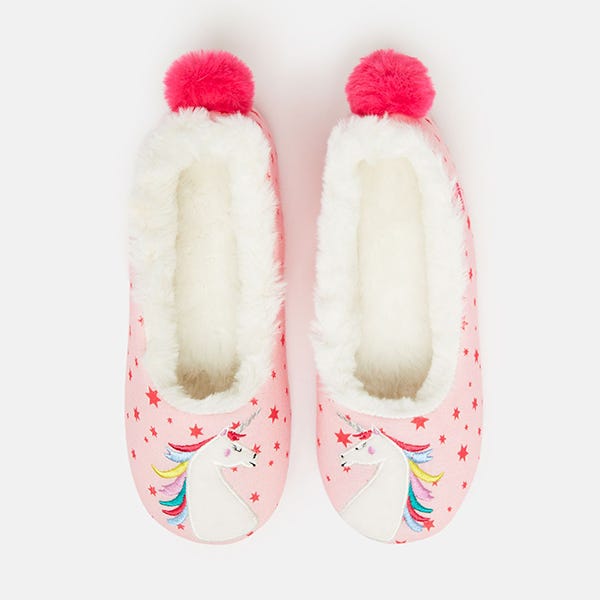 Joules Pink Unicorn Junior Dreama Padabout Slippers Harts of Stur