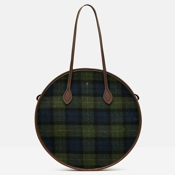 One Size Joules Womens Fulbrook Tweed Holdall Navy Green Check 