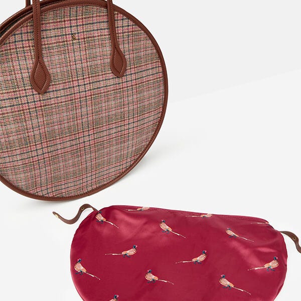 Joules Pink Tweed Fulbrook Round Bag