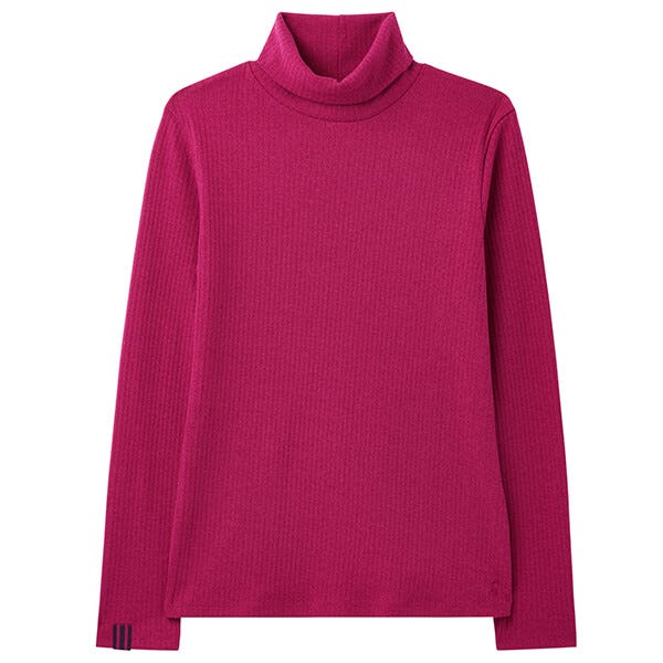 Joules Berry Blush Clarissa Solid Roll Neck Jersey Top Harts of Stur