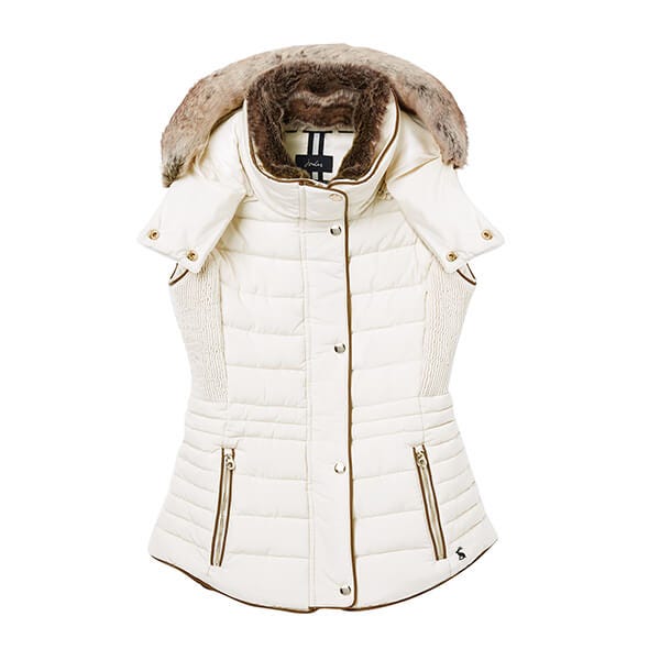 White gilet with fur hood hotsell