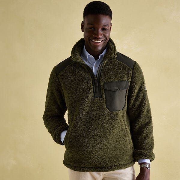 Joules Mens Green Billy Quarter Zip Borg Fleece Harts of Stur