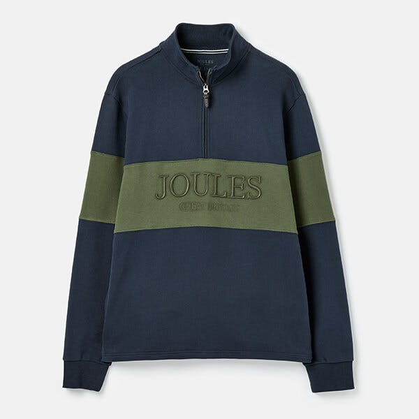 Joules Mens French Navy Milton Quarter Zip Sweatshirt Harts of Stur