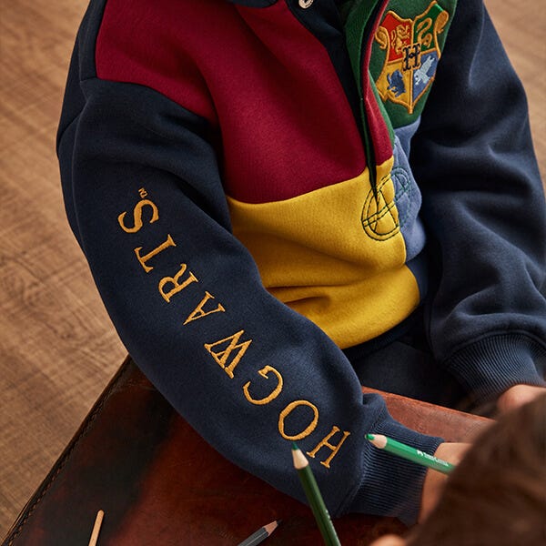 Joules Kids Harry Potter Multi Colour Hogwarts School Crest Hoodie Harts of Stur