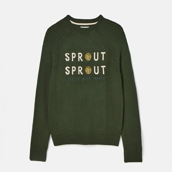 Joules Mens Green Sprout Cracking Knit Festive Jumper Harts of Stur