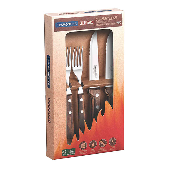 Photos - Kitchen Knife Tramontina 4 Piece Steak Knife and Fork Set 