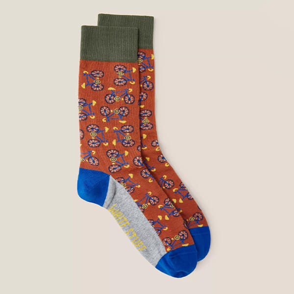 White Stuff Mens Multi Bike Ankle Socks Dark Orange