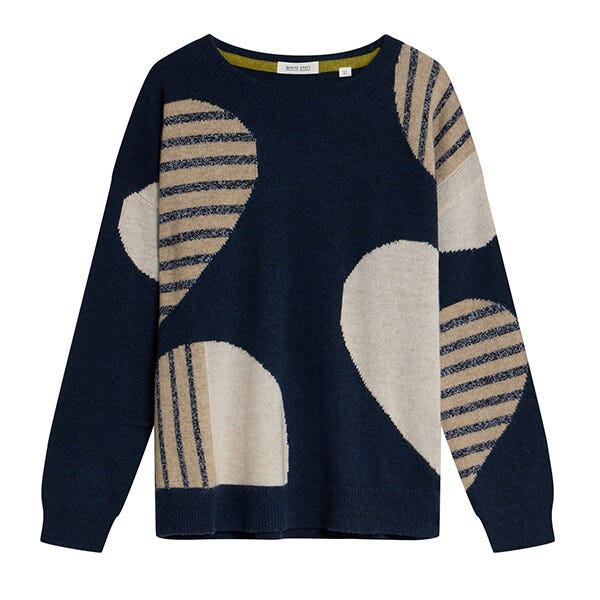 White Stuff Amber Heart Jumper Navy Multi Harts of Stur