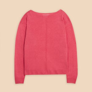 White Stuff Linen Crew Jumper Bright Pink