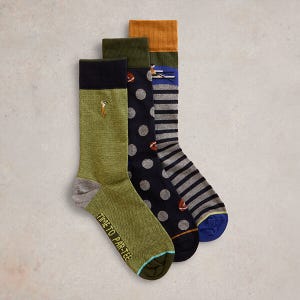 White Stuff Mens 3 Pack Sporty Chap Ankle Socks