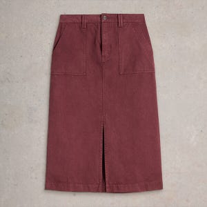 White Stuff Maren Midi Skirt Dark Plum