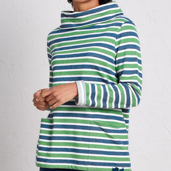 Seasalt Low Seas Sweatshirt Breton Night Hedgerow Size 8