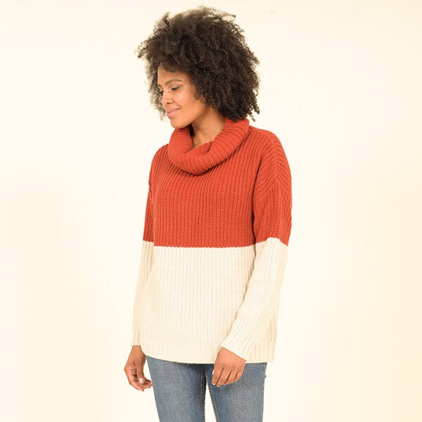 Colour block roll neck jumper best sale