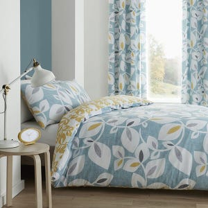 Catherine Lansfield Inga Leaf King Duvet Set Teal