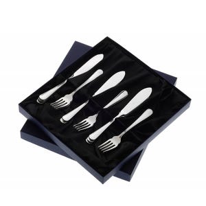 Arthur Price of England Britannia Sovereign Silver Plate Set of 8 Pairs Of Fish Eaters