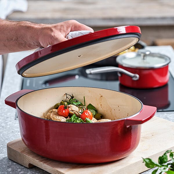 Red casserole dish on sale