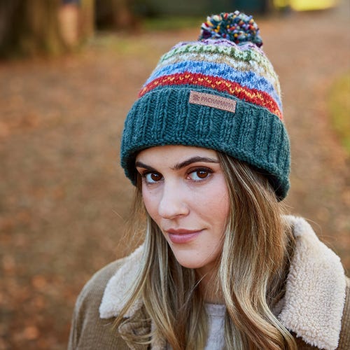 Pachamama Elveden Roll Back Bobble Beanie Hat