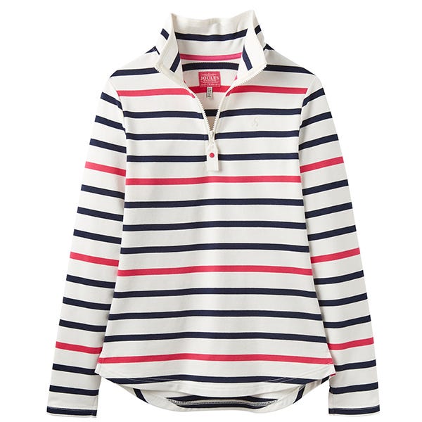 Joules Fairdale Half Zip Sweatshirt Navy Raspberry Stripe Harts of Stur