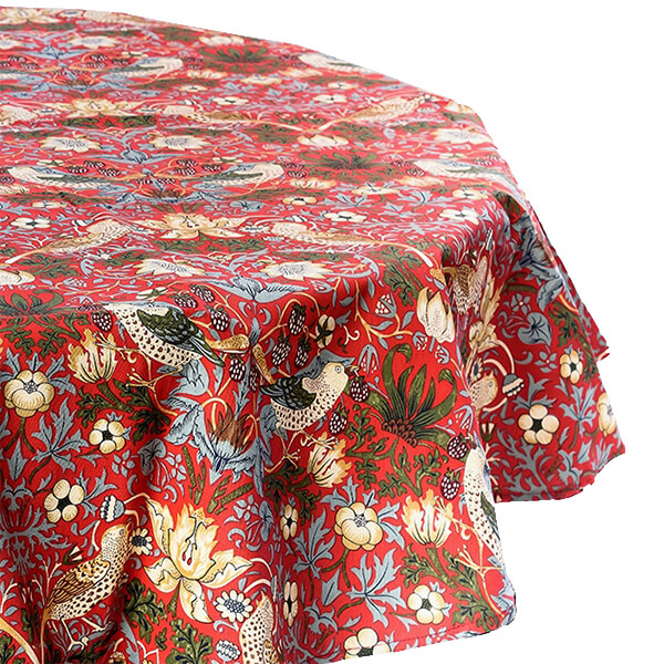 Photos - Tablecloth / Napkin Morris William  Strawberry Thief Red 132 x 178cm Fabric Tablecloth 