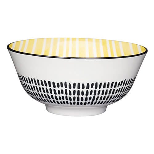 Photos - Salad Bowl / Serving Platter Kitchen Craft KitchenCraft 16cm Ceramic Bowl Moroccan Style Yellow Stripe 