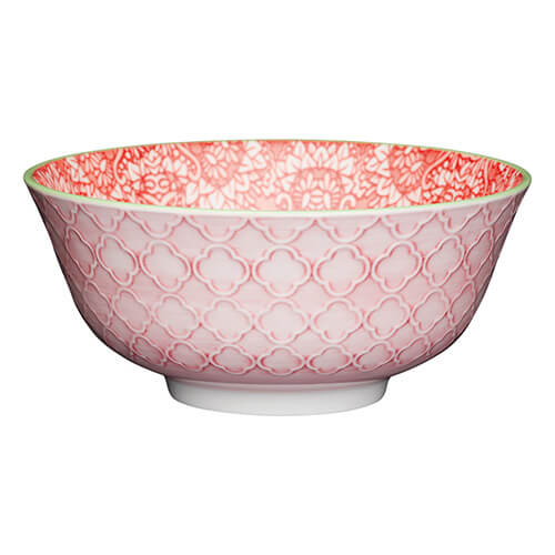 Photos - Salad Bowl / Serving Platter Kitchen Craft KitchenCraft 16cm Ceramic Bowl Red and Pink Victorian Style 