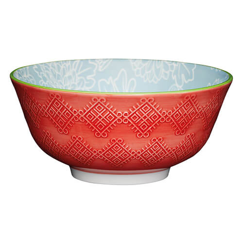Photos - Salad Bowl / Serving Platter Kitchen Craft KitchenCraft 16cm Ceramic Bowl Leaf Print and Terracotta Look 