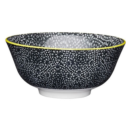 Photos - Salad Bowl / Serving Platter Kitchen Craft KitchenCraft 16cm Ceramic Bowl Black and White Floral 