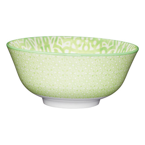 Photos - Salad Bowl / Serving Platter Kitchen Craft KitchenCraft 16cm Ceramic Bowl Green and White Tile Effect 