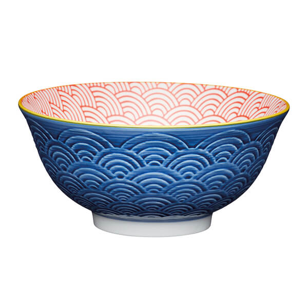 Photos - Salad Bowl / Serving Platter Kitchen Craft KitchenCraft 16cm Ceramic Bowl Blue Arched Pattern 