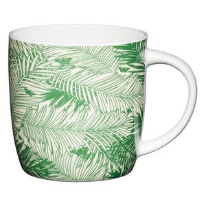 KitchenCraft China 425ml Barrel Shaped Mug, Palms