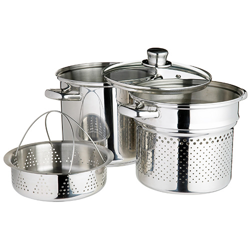 Cook N Home 02401 Stainless Steel 4-Piece 8 Quart Pasta Cooker Steamer Multipots 