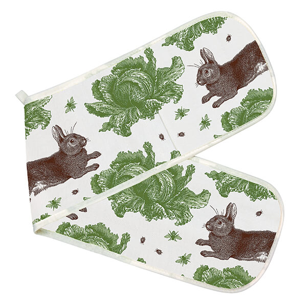 Thornback & Peel Double Oven Glove Rabbit & Cabbage 100% Cotton Outer 
