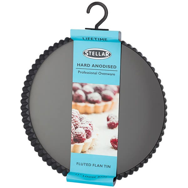 Stellar Hard Anodised Expert 25cm Fluted Flan Tin Loose Base SHA40 Harts of Stur