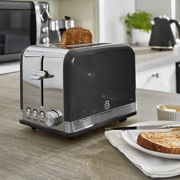 Swan Retro Black Kettle and 2 Slice Toaster Set SK19020ST19010BN Harts of Stur