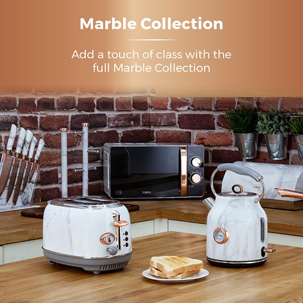 Tower Bottega Kettle and 2 Slice Toaster Set Marble T1002020016MRG Harts of Stur