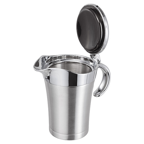 Momugs 500ml Insulated Gravy Boat Double Wall Stainless Steel Sauce Pot Jug with Spout Hinged Lid 