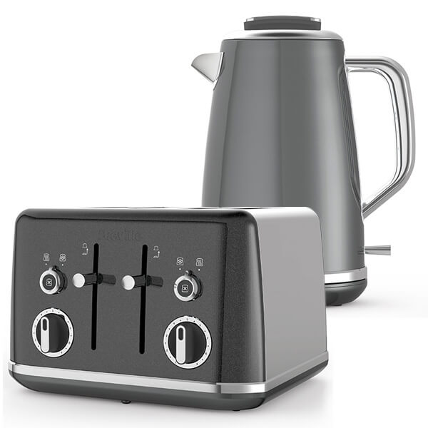 Breville Breville Lustra Matching Set Kettle Toaster & Swan Microwave Kitchen Storage Set 