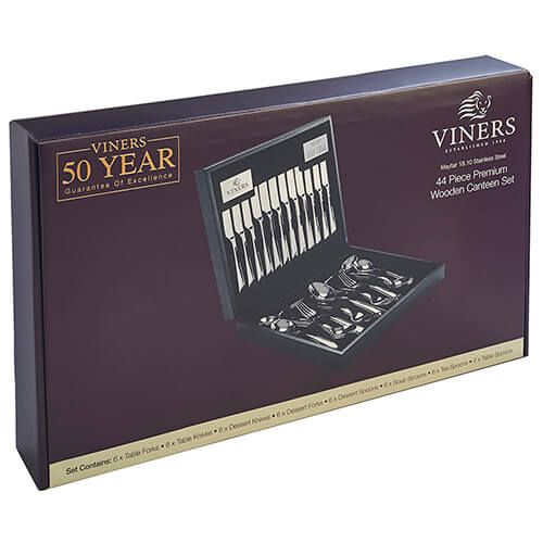 Viners Mayfair 18/10 Stainless Steel 44 Piece Wooden Canteen