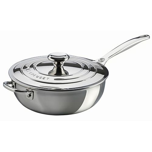 Le Creuset Signature Stainless Steel Non-Stick 24cm Chefs Pan With Lid