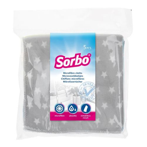 Sorbo 5 Microfibre Star Print Cloths 30 x 30 cm