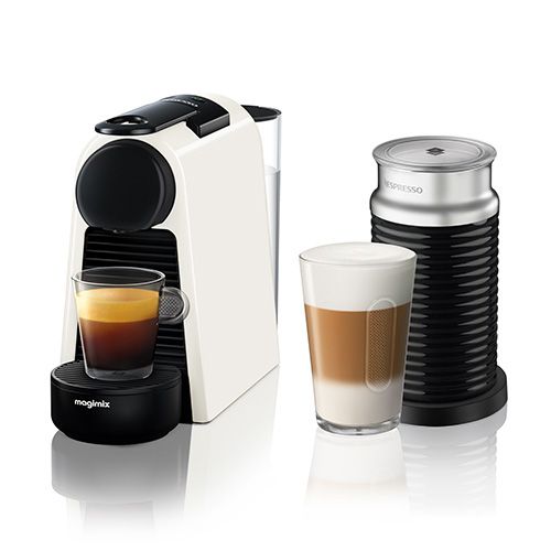 Magimix Nespresso Essenza Mini Pure White and Aeroccino Coffee Machine