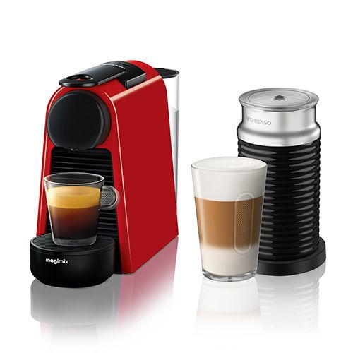 Magimix Nespresso Essenza Mini Ruby Red and Aeroccino Coffee Machine