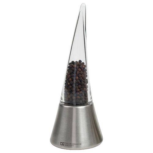 T&G CrushGrind Sorcerers Hat Brushed Stainless Steel and Acrylic Pepper Mill