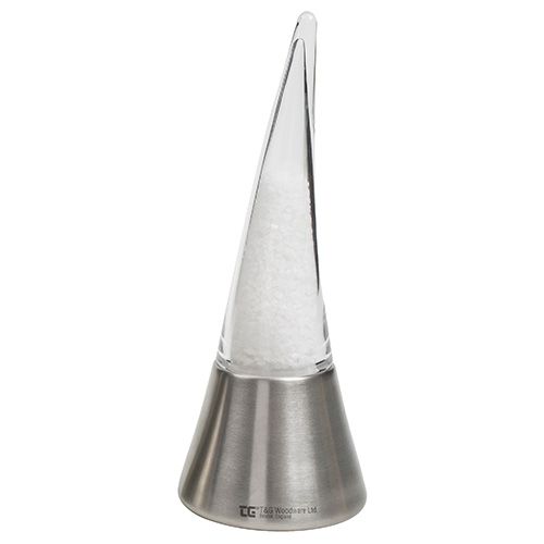 T&G CrushGrind Sorcerers Hat Brushed Stainless Steel and Acrylic Salt Mill