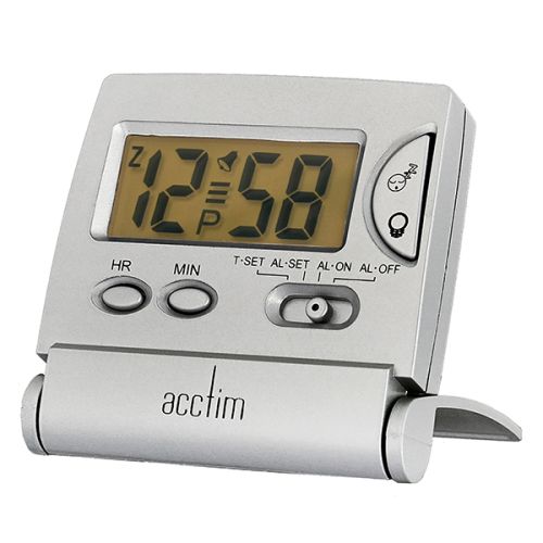 Acctim Mini LCD Flip Alarm Clock Silver