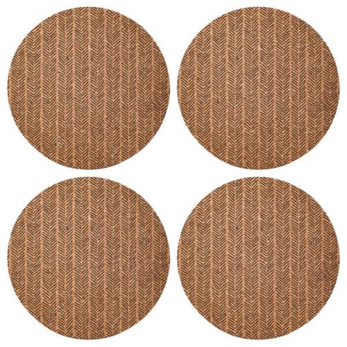 Pack of 4 Round Typhoon Monochrome Natural Cork Table Coasters and Placemats Set 