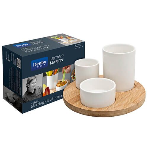 James Martin Denby 4 Piece Sharing Kit With Bamboo Board