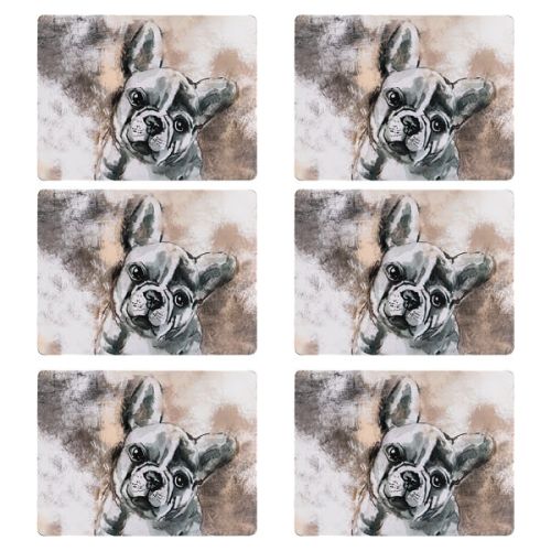 Denby Set Of 6 French Bull Dog Placemats